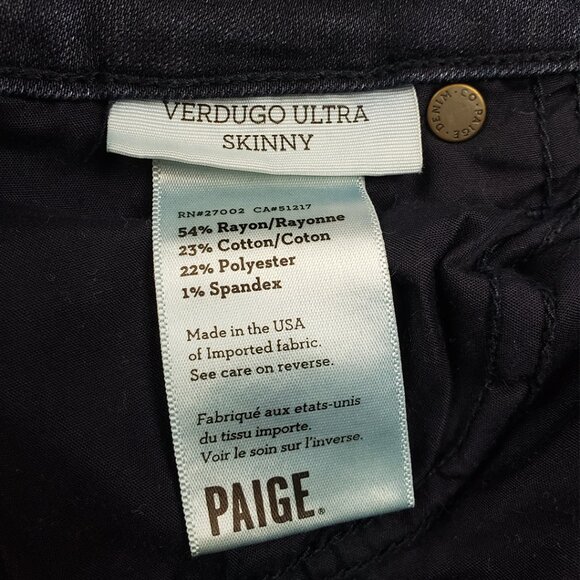 Paige Verdugo Ultra Skinny Jeans Size 27 Dark Wash Straight Leg Stretch Denim - Picture 5 of 16